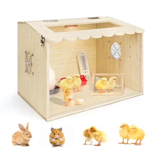 Chicken Brooder Box, Brooder Box for Chicks, Wooden Quail Cage for Hamsters, Ducklings, Hedgehogs and Lizards, Skylight Design Chick Coop, Baby Chicken Supplies (Only Box) (15.7 x 11.8 x 11.8in)