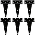 HILLMASTER 8 Inch T-Strap Heavy Duty Shed Door Hinges Gate Strap Hinges Black Tee Hinge Wrought Hardware for Wooden Fences,Yard,Barn Door,Rustproof (6 Pack) - size: 8in 6Pack
