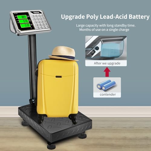 Digital Industrial Platform Scale for Packages, 661lb Weight Shipping Scale, 0.1LB Super Accuracy Commercial Scale for Luggage, Shipping, A6-300 Postal Scale with Price Computing, Kg/LB, LCD, Adapter