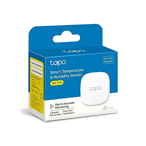 Tapo Smart Temperature and Humidity Sensor, Requires Tapo Hub, T310 | White, High-Accuracy Swiss-Made Sensor, Real-Time Notifications, Free Data Storage, Long-Lasting Performance