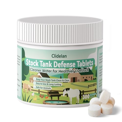 Stock Tank Defense Tablets – Stock Tank Care for Livestock Water Troughs – Helps Reduce Visible Buildup & Sludge – Easy Routine Care for Horses, Cattle, Goats & Chickens, 300 Count