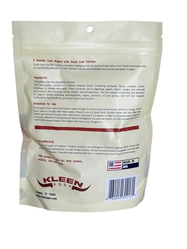 Stock Tank Clarifier - Improves Livestock Water by reducing buildup and Creating Healthier Water troughs. Safe for Horses, Cattle, Sheep, Goats & Chickens. (Tablet, 25, Count)