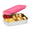 LunchBots Medium Trio Stainless Steel Kids Bento Box 3-Section Pink 32oz - color: Pink Dots, size: 3 Section