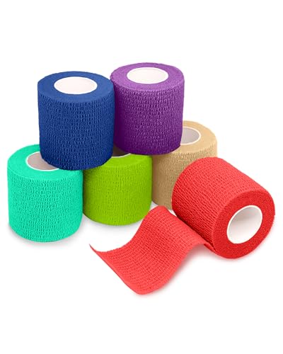 FriCARE Self Adhesive Bandage Wrap, Medical Tape in First Aid Kit | Elastic Cohesive Bandages for Sports/Vet/Wrist Ankle Wounds, 2 Inches X 5 Yards, Latex-free 6 Rolls, Mystic Twilight - color: Mystic Twilight