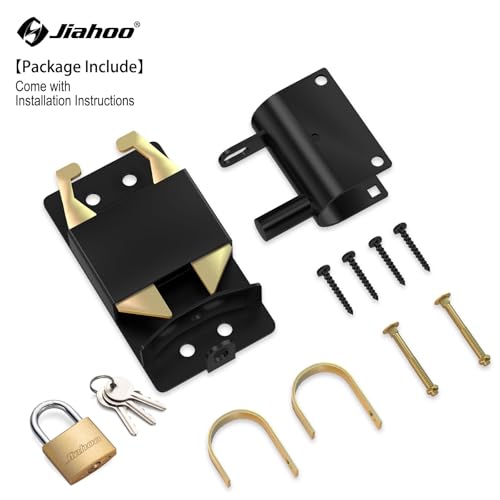 JIAHOO 2 Way Farm Gate Latch, Heavy Duty Gate Latches for Metal Tube Gates | Two-Way Lockable Livestock Gate Latch Hardware, For Cattle Gate Horse Corral, Ranches, Pastures, Pet Cage - style: Farm Gate Latch & Padlock