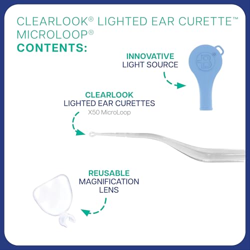 Bionix - ClearLook Lighted MicroLoop Ear Curette, Convenient & Easy-to-Use, Single-Use (50 Count) - color: Clearlook Microloop