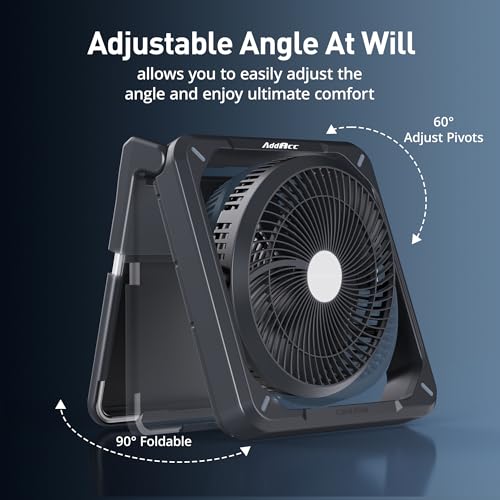 11.5 inch Portable Solar Powered Fan, Battery Powered Camping Fan, Solar Charger, Timer & Lantern, Battery Operated Travel Fan for Sleeping Outdoor Tent Car Beach Hurricane Essentials Accessories