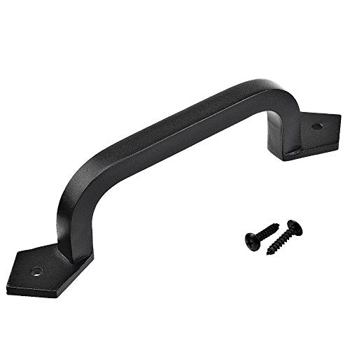 9" Square Door Pull Handle in Black - Solid Cast Iron-Pack of 2 - size: 9 inch 2 Pack