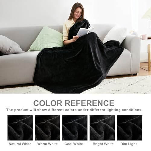 Hansleep Twin Black Fleece Blanket, Soft Flannel Bed Blanket | Fuzzy Cozy Blanket 60x80 Inches, Multi-use for Bed, Sofa, Couch, Travel, Camping, All Season Warm Lightweight Cover - color: Black, size: Twin (60x80 Inches)