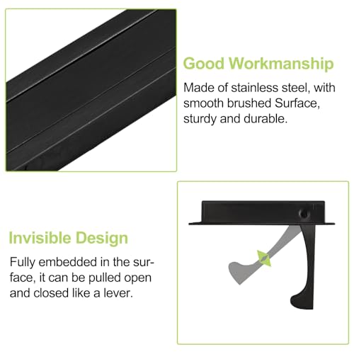 1 Pack 304 Stainless Steel Recessed Pocket Door Handle Brushed Flush Mount Pocket Door Edge Pull for Closet Pocket (Black) - color: Black-1pcs-A