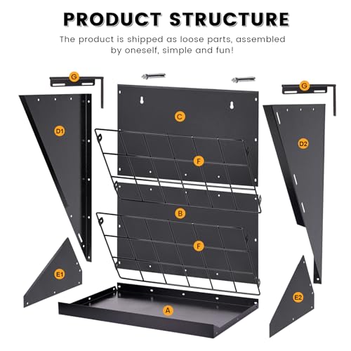 Hay Feeder for Goats 25 Gallon Horse Hay Rack for Sheep | Wall Mount 2 in 1 Hay and Grain Feeder, Hanging, Adjustable, Durable Metal Material, No Waste Design, Easy to Install
