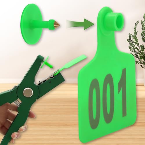 100PCS Cattle Ear Tags Numbered 001-100,Plastic Livestock Ear Tags with Animal Identification Tags for Cattle Cows Hogs Pigs Sheep Goats (Green) - color: GREEN