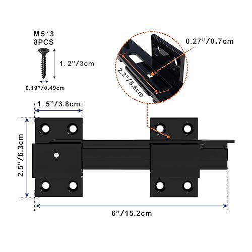 2PCS Flip Gate Latch Lock with Padlock Hole, Aluminum Alloy Adjustable Door Latch Barn Door Lock Fence Door Lock Latch for Outdoor Gate, Barn Door, Shed, Garage, Yard