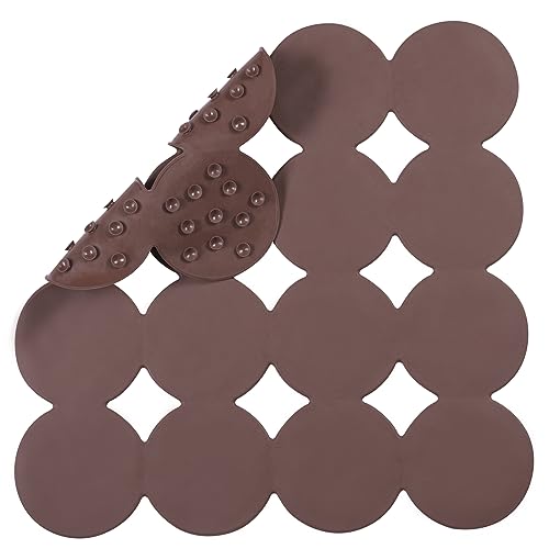 Webos Square Shower Mat Nonslip - Rubber Bathtub Mat with Suction Cups for Inside Shower Bathroom Floor (Coffe, 21X21) - color: Coffe