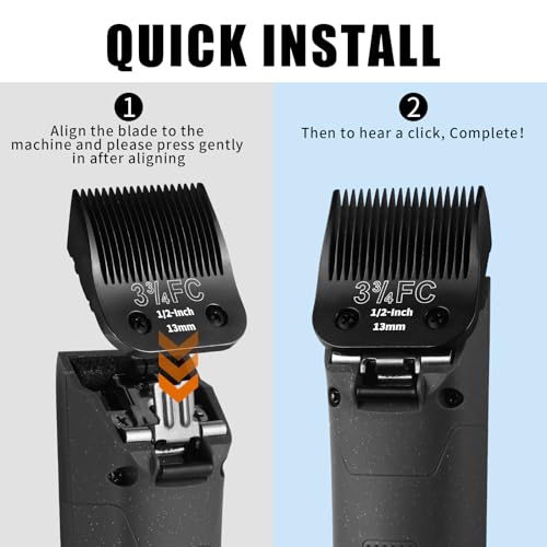 3 Pack 3-3/4FC Detachable Dog Grooming Steel Blades,Compatible with Andis,Oster A5,Wahl KM-10 Series,Cut Length 1/2" 13MM （Black） - size: 3-3/4FC-13mm 3 Pack