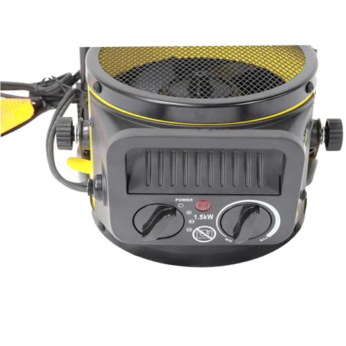 Dura Heat EUH1465 Electric Forced Air Heater with Pivoting Base 5,120 BTU, Yellow | Electric Garage Heater, Ceramic Heating Element, Steel Body, Thermostat, Heats up to 250 sq ft, Safety Shut Off, Greenhouse - size: 8.5" Height