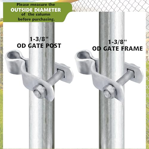 4 Pack 1-3/8" Chain Link Fence Frame Gate Post Female Hinge,Galvanized Steel Gate Hinge for Fence Posts, Bolts & Nuts Included - size: 1-3/8" Female