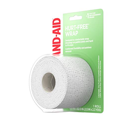 Band-Aid Brand of First Aid Products Hurt-Free Self-Adherent Elastic Wound Wrap for Securing Dressings On Post-Surgical Wounds, Joints, or Other Hard-to-Fit Areas, 2 in by 2.3 yd - style: Hurt-Free Wrap