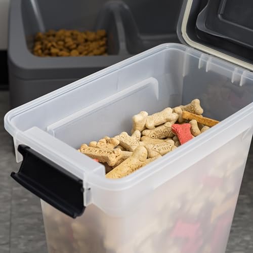 IRIS USA Dog Food Storage Container, Up to 13 lbs, Dark Gray, Made in USA | Includes 2-Cup Scoop, Airtight Seal, BPA-Free, Bird Seed, Cat food, Treats, Keeps Kibble Fresh, Pellets - color: Dark Gray/Clear, size: 13 lbs