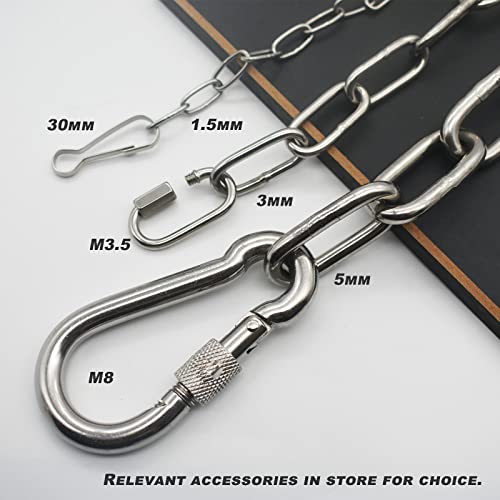 1/16 inch(1.5mm) Wire Diameter Stainless Steel Safety Chains 40 inch Long Link Rings Light Duty Coil Chain for Hanging Pulling Towing, 1/16"x 40" (2Pcs) - size: 1/16 inch x 40 inch