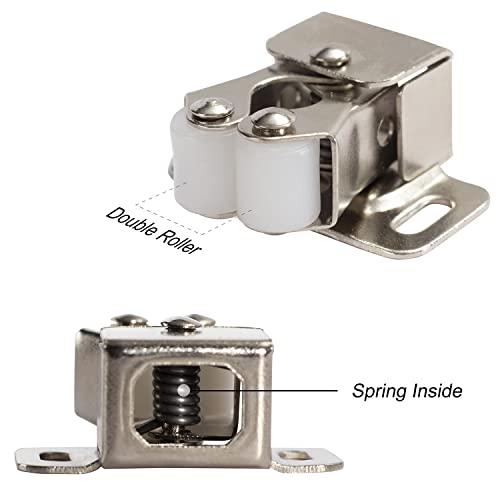Keenkee Cabinet Latch Double Roller Catch, Nickel, 8 PCS | Hardware For Cupboard Closet Cabinet Door Latches and Catches - color: Nickel 8ps