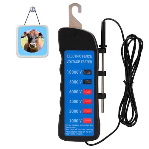 Electric Fence Voltage Tester, 10KV Digital Electric Fence Tester, Handheld Electric Fence Fault Finder, Farms Fault Troubleshooter with 8 Neon Indicator Lights