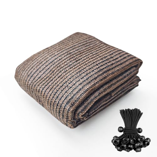 Shatex 90% Sun Shades for Patios 8X 12ft Shade Fabric Sun Shade Cloth Taped Edge with Grommets Sun-Block Mesh Shade for Pergola Cover Canopy Mocha, 12 Bungee Balls - color: Mocha, size: 8x12ft