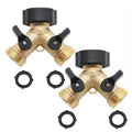 A30008-D Brass Hose Y Connector Brass Garden Hose Adapter, Garden Hose Splitter 2 Way Heavy Duty, Hose Bib Splitter with 2 Extra Rubber Washers-2PACK - style: Brass 2way-2Pack