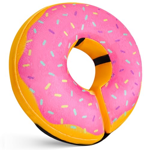 Inflatable Dog Cone Collar for After Surgery, Doggie Neck Blow up Donut Recovery ECollar, Soft Adjustable Dog Cone for Small Medium Large Dogs and Cats - color: Yellow/Pink Cheese, size: Small (Neck: 6"-11")