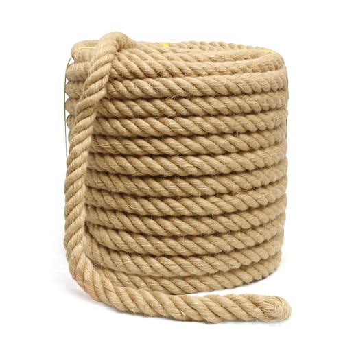 Hemp Rope 1-1/4 Inch 150 Feet Jute Rope, Natural Heavy Duty Rope, Twisted Hemp Rope for Deer, Thick Rope Tug of War Rope, Nautical Rope for Crafts Swing Rope, Home Decorating Gardening Bundling - size: 150Ft, style: 1-1/4 Inch