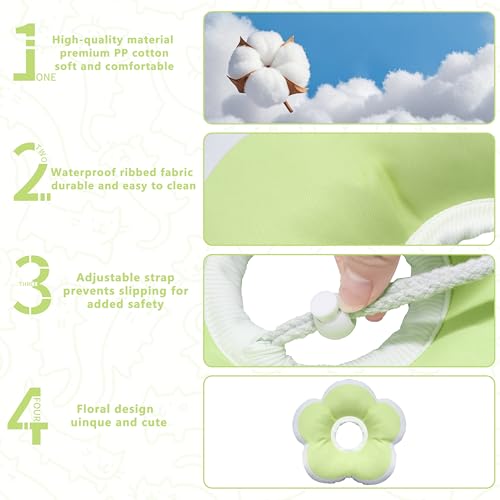 Cat Cone Collar Soft, Floral Recovery Cone,Green, Medium | Waterproof, Cats Cones to Stop Licking After Surgery, Adjustable Soft Elizabeth Cats Collars , Wound Healing, Flower Shape - color: Green, size: Medium