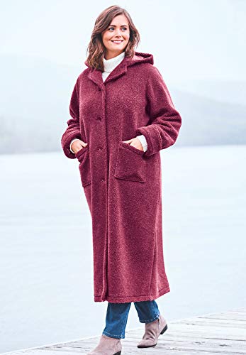 Woman Within Long Hooded Berber Fleece Coat | Women's Plus Size - color: Black, size: 1X