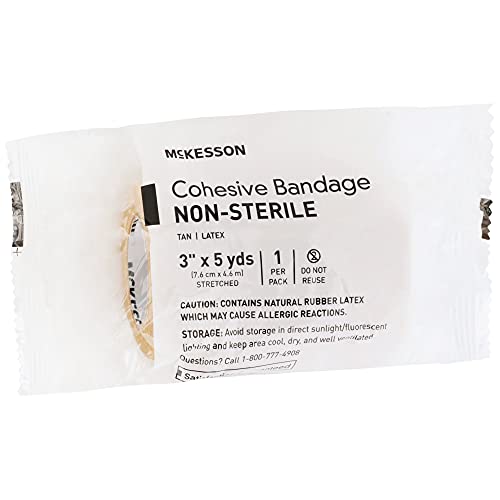 McKesson Cohesive Bandages, Non-Sterile, Latex, Tan, 3 in, 1 ct | Contains Latex, 5 yds