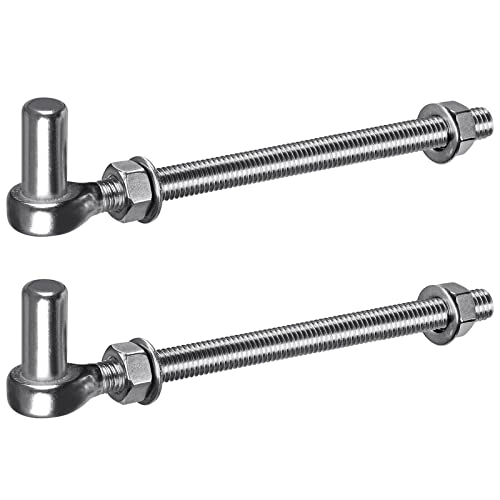 Insaga J Bolt Gate Hinge, 304 Stainless Steel Farm Gate Hinges, M12 x 10'' Gate Hinge Bolt 5/8'' for Chain Link Fence/Farm/Wooden Fence/Driveway, Supports up to 500lbs, 2pcs - color: M12-10''-2PCS