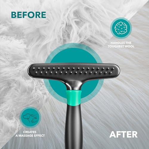 DOGI Deshedding Brush Comb - Undercoat Rake for Dogs, Cats, Short, Long Hair Coats - Double Row Stainless Steel Pins - Reduce Shedding by 90% (Green) - color: Green