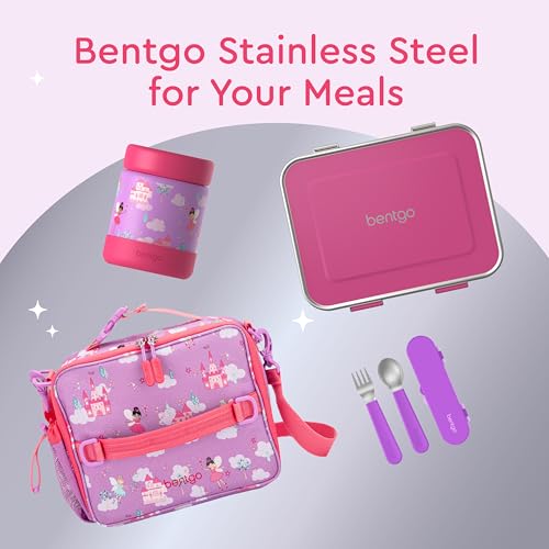 Bentgo Kids Stainless Steel Leak-Proof Food Jar for Hot or Cold Food | 11 fl oz Double Insulated Container with Removable Silicone Bumper, Dishwasher Safe, Easy Open Lid, Ages 3+ (Fairies) - color: Fairies