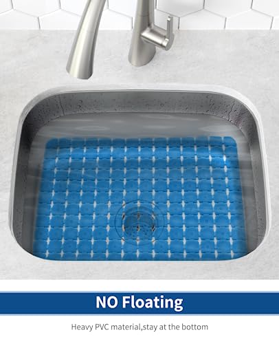 Bligli Sink Mat for Stainless Steel/Ceramic Sinks, 2 Pack 15.8x11.8 inches PVC Sink Protectors for Bottom of Kitchen Sink, Dishes and Glassware drain Mats, Durable and Fast Draining (Blue) - color: Blue