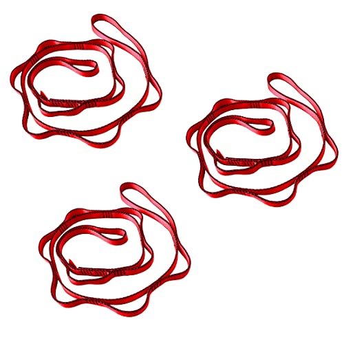 53 Inches Nylon Daisy Chains Rope Climbing Lanyard Straps Looped Strong Slings 23 kN Aerial Yoga Webbing - color: 3PCS Red