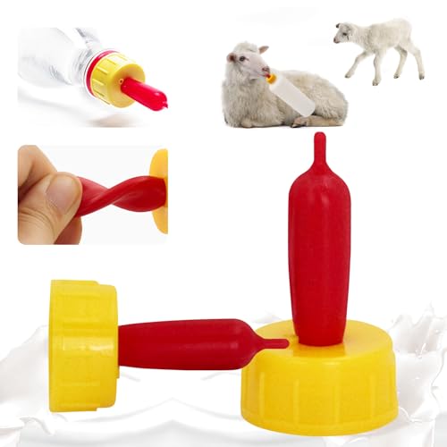20 Pack Goat Lamb Nipples Soft Rubber Animal Milk Feeding Nipple | with Flutter Valve & Vent Leak-Proof Slow Flow Reusable Teat for Lambs Goat Sheep Pup Foal Calf Piglet, Screw On Soda Bottle - color: yellow