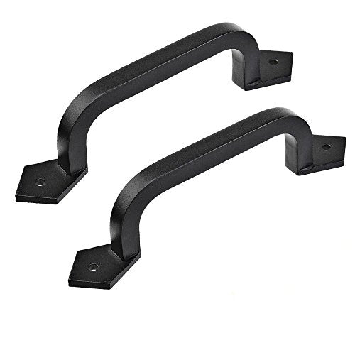 9" Square Door Pull Handle in Black - Solid Cast Iron-Pack of 2 - size: 9 inch 2 Pack