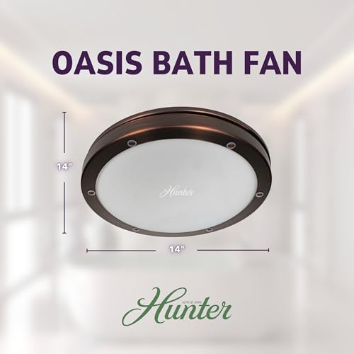 Hunter Oasis 80 CFM Bathroom Exhaust Fan - Hunter Ceiling Fan with Light and Night Light – Imperial Bronze