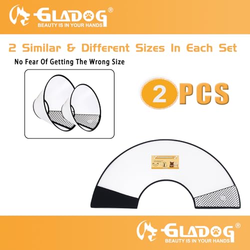 Soft Dog Cone Collar, 2 PCS (for Right Size) Flexible Plastic Cone for Dogs After Surgery, Dog Recovery Collar, Adjustable E-Collar for Large/Medium/Small Dogs Cat, Comfy Elizabethan Collar (M)