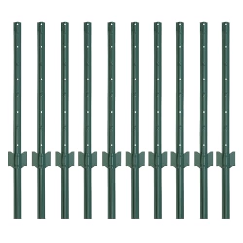 10-Pack 3 Feet Heavy-Duty Metal U Fence Posts for Wire Fencing | No-Dig Design · Powder-Coated Steel · For Garden, Yard & Animal Barrier - size: 3 Feet