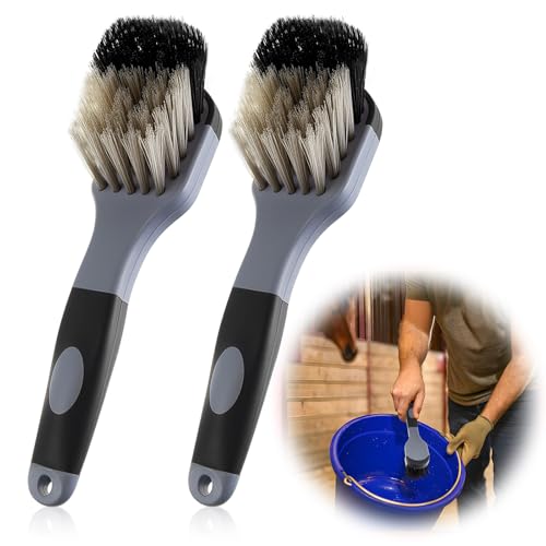 2 Pack 10" Horse Bucket Brush, Horse Bucket and Trough Scrub Brush, Water Buckets Brushes for Livestock Farm Equine Water Buckets Feed Trough Non Slip Grip Durable Synthetic Fiber Black Gray - color: Gray