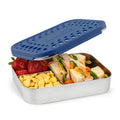 LunchBots Medium Trio Stainless Steel Kids Bento Box 3-Section Blue 32oz - color: Blue Dots, size: 3 Section