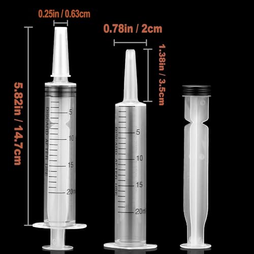 30 Pack 20ml Plastic Syringe for Scientific Labs, Measuring Liquids, Pets, Oil or Glue Applicator - size: 20ml-30Pack