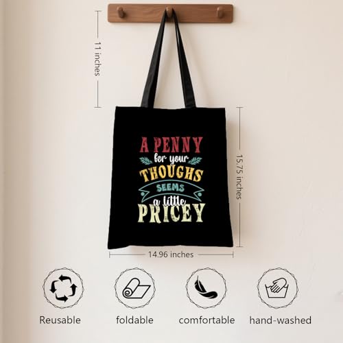 Aesthetic Canvas Tote Bag for Women - with Magnetic Snap Closure & Zipper Inner Pocket Reusable Totes Bag - color: Penny1