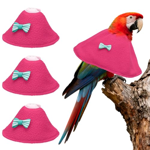Bird Collars, Bird Cone Collar Protective Recovery Cones, Soft Adjustable Anti-Bite Feather Neck Protector (Pink, S, 3 Pcs), Intended for Budgie/Cockatiel/Lovebirds - color: Pink, size: S