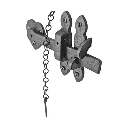 Renovators Supply Bathroom Door Lock Latch 8 in. Black Iron Lock Heart Thumb Gate Latch with Mounting Hardware - color: Black 6.75", size: Pack of 1
