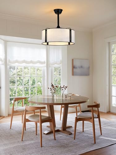 19.2 Inch Boho Fandelier Ceiling Fan with Lights Remote Control | Rustic Caged Ceiling Fan Black Bladesless Chandelier for Bedroom Living Room, Reversible 6 Speeds, 4 E26 Bulbs (Not Included) - color: White Fabric